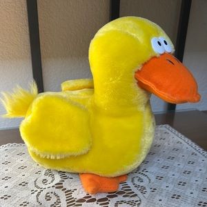 Squeezems Vintage 11” Barrel Squeaker Yellow Duck LOUD Quacks Plush 1987 Korea